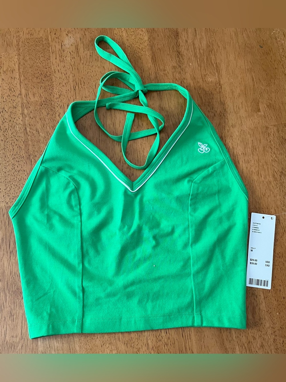 Urban Outfitters - Bright Kelly Green Halter Tie Crop Top